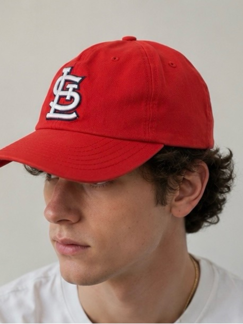 Red Baseball Cap with Embroidered Logo - Men's Hat